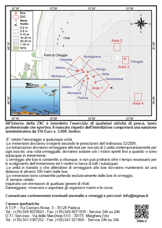 Disposizioni delle attività subacquee nelle aree del compartimento marittimo di Chioggia della Zona Speciale di Conservazione denominata "Tegnùe di Chioggia"